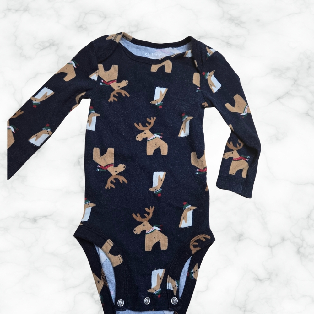 Carter's Black and Tan Reindeer Bodysuit